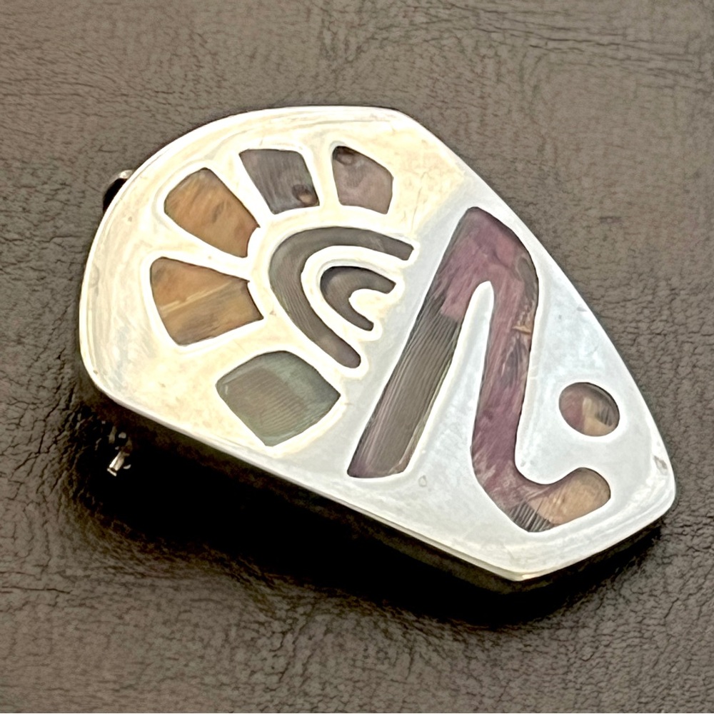 Vintage Rafael Dominguez Taxco sterling Pluma Azteca Signed pendant - Picture 5 of 10